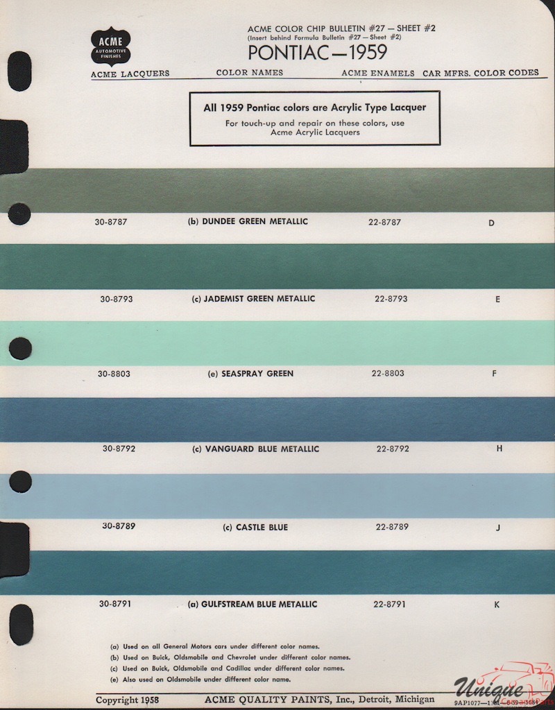 1959 Pontiac Paint Charts Acme 2